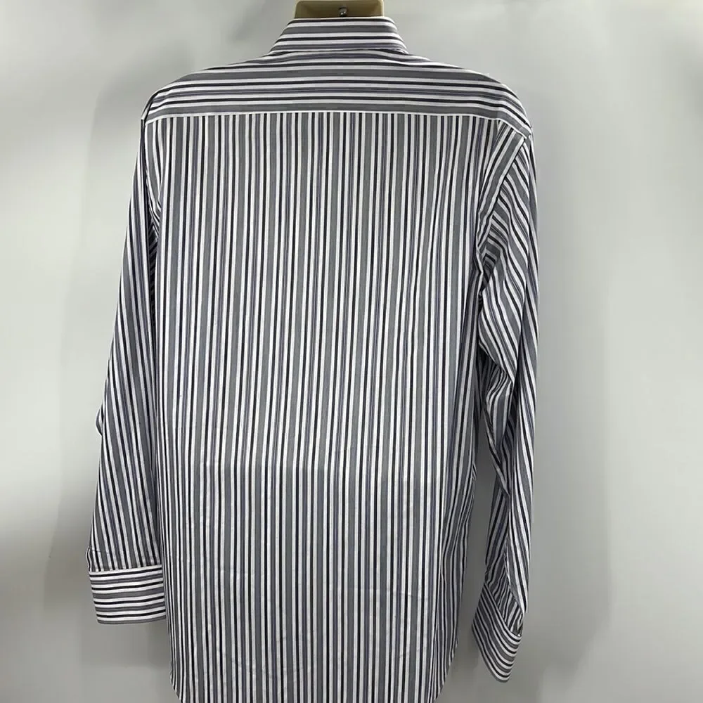 Thomas Dean long sleeve striped cotton dress shirt XL